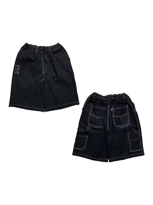 3VX OUTLINE - BAGGY OG CARPENTER SHORTS - BLACK